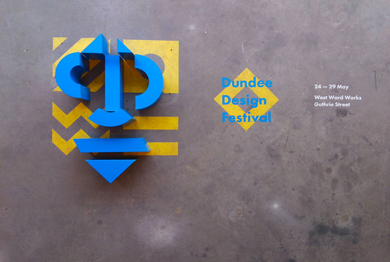 Blocks of Dundee Design Festival 2017 logo arranged into a face.