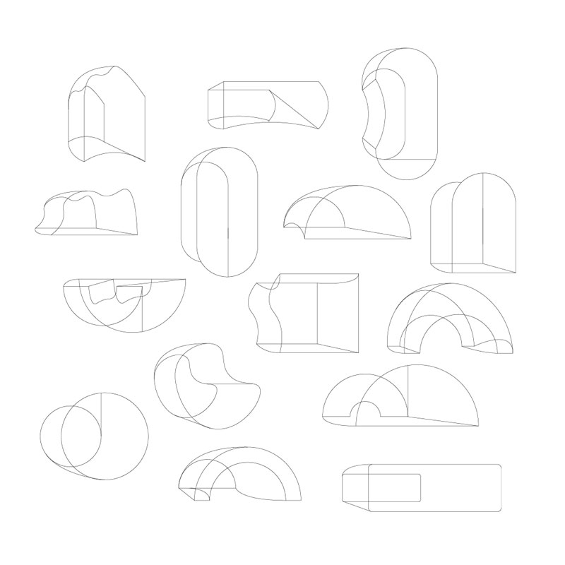 Black and white graphic shapes.