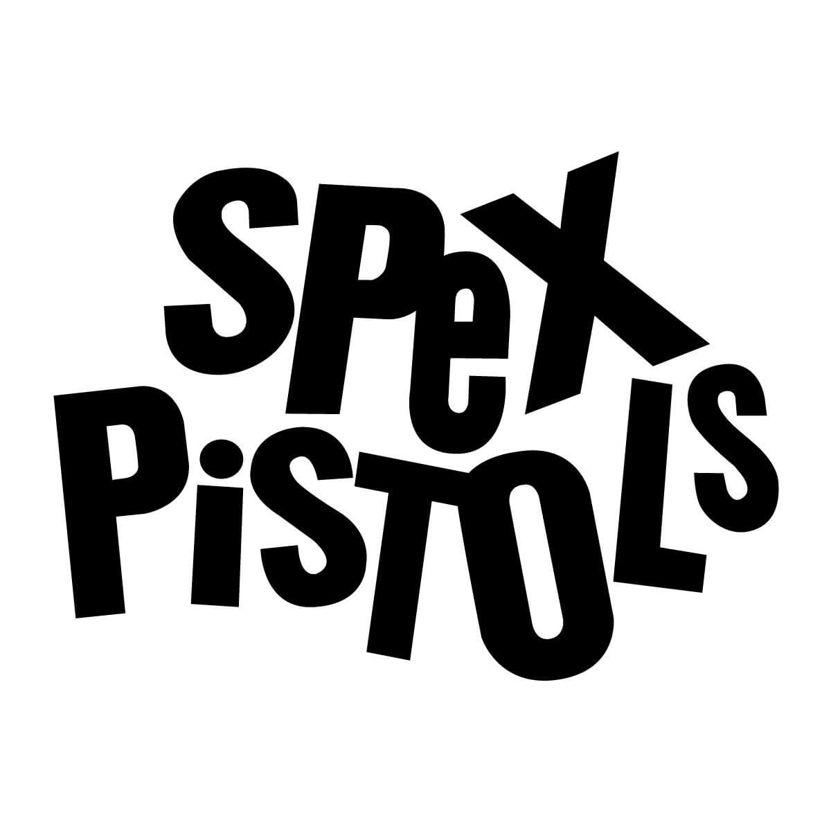 Black and white Spex Pistols logo.